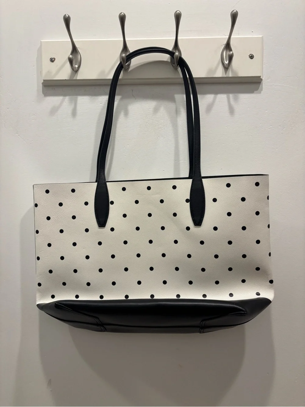 kate spade White and Black Polka Dot Minnie Mouse Tote with Red Accents